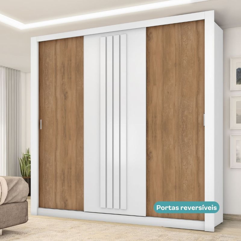 Guarda-Roupa-Casal-3-Portas-Doha-Carraro-Branco