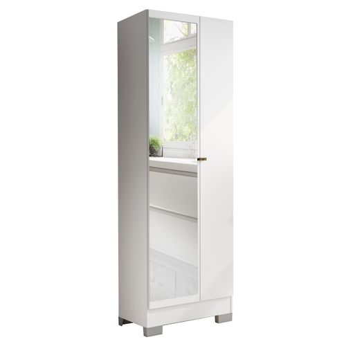 Armário Utilitário Organizador 2 Portas Espelho Branco Carraro