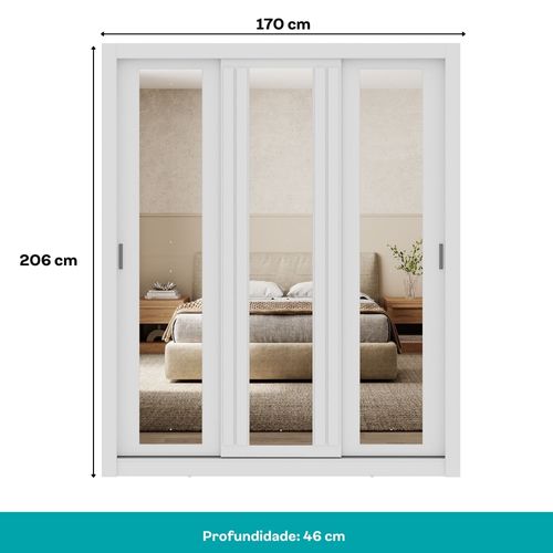 Guarda Roupa Casal 3 Portas Doha Prime 2 Gavetas Carraro Ripado Branco