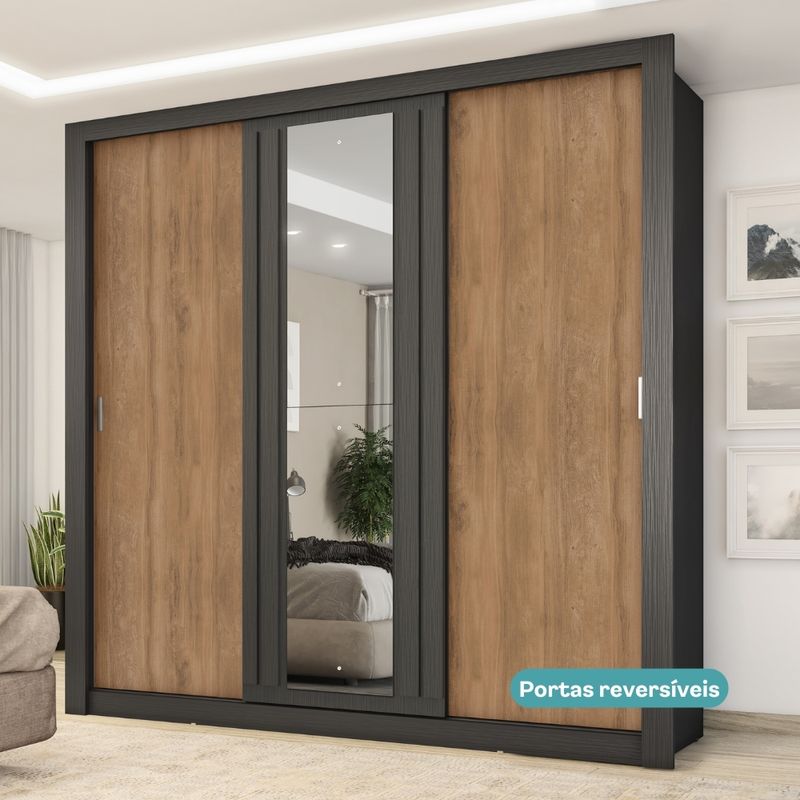 1183-Guarda-Roupa-Casal-3-Portas-Doha-2-Gaveteiros-e-Espelho-Central-Carraro-Preto-Touch_09