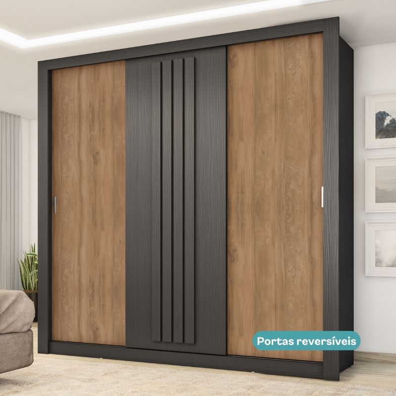 1183-Guarda_Roupa_Casal_3_Portas_1_Gaveteiro_Doha_Carraro_Preto_Touch_09