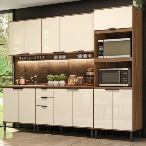Armário de Cozinha Completa c Balcão Lotus Star Carraro Freijó Off White
