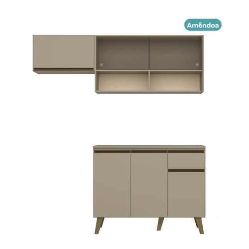 Armário de Cozinha Compacta Atlanta Kitch Carraro Amêndoa