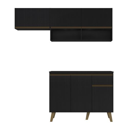 Armário de Cozinha Compacta Atlanta Petty Carraro Preto Touch