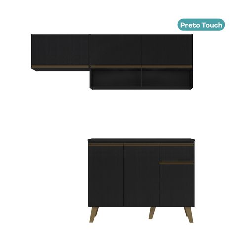 Armário de Cozinha Compacta Atlanta Petty Carraro Preto Touch
