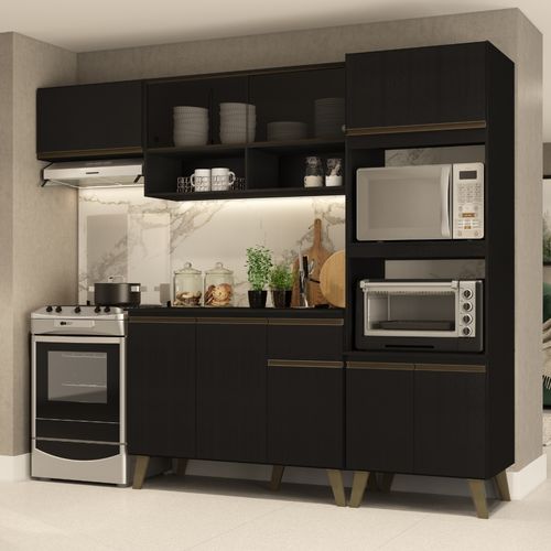 Armário de Cozinha Completa Atlanta Home Preto Touch
