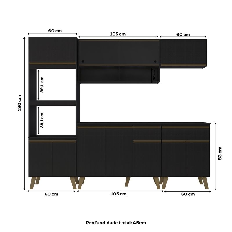 Armario-de-Cozinha-Completa-c-Balcao-Atlanta-Prime-Carraro-Preto-Touch -4-