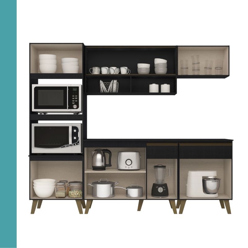 Armario-de-Cozinha-Completa-c-Balcao-Atlanta-Prime-Carraro-Preto-Touch -5-