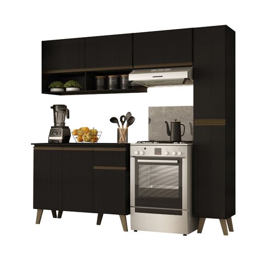 Armário de Cozinha Completa Atlanta Slim Preto Touch