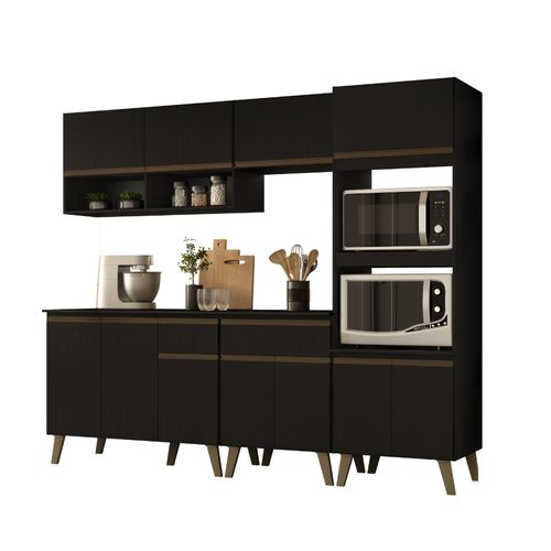 Armário de Cozinha Completa Atlanta Studio Preto Touch