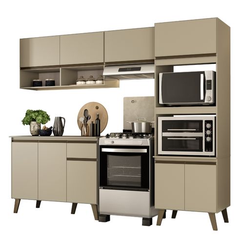 Armário de Cozinha Completa c Balcão Atlanta Essence Carraro Amêndoa