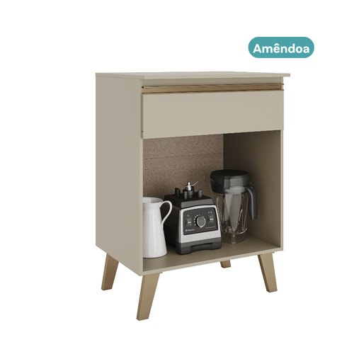 Balcão 600 Atlanta Carraro Amêndoa 2 Portas 1 Gaveta