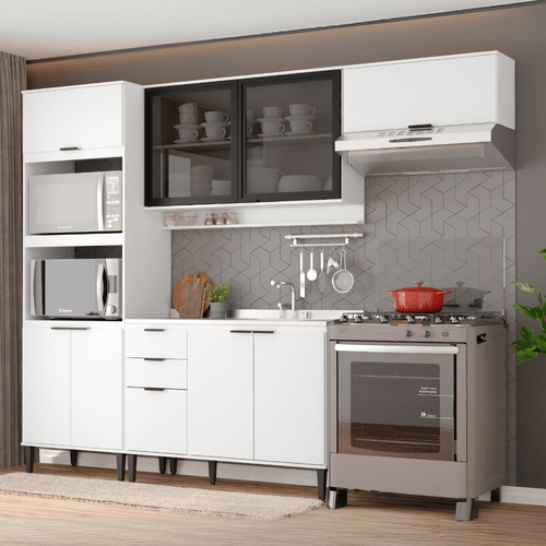 Armário de Cozinha Completa Miami Lux Branco