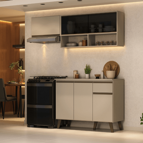 Armário de Cozinha Compacta Atlanta Kitch Carraro Amêndoa