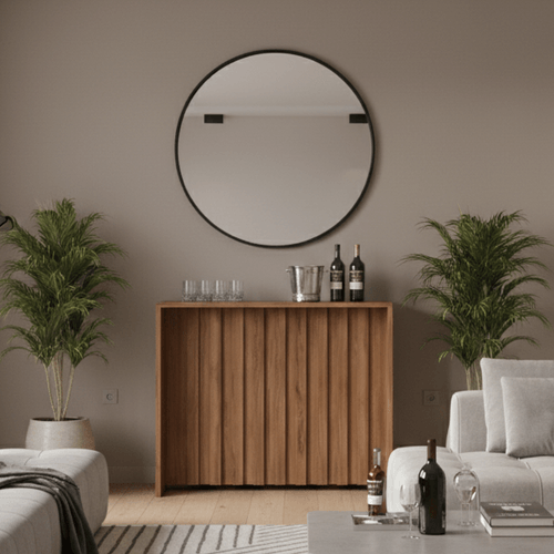 Balcão Aparador Ripado Milla Nogal Carraro