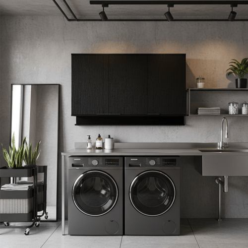 Aéreo de Lavanderia 1200mm 3 Portas Miami Carraro Preto