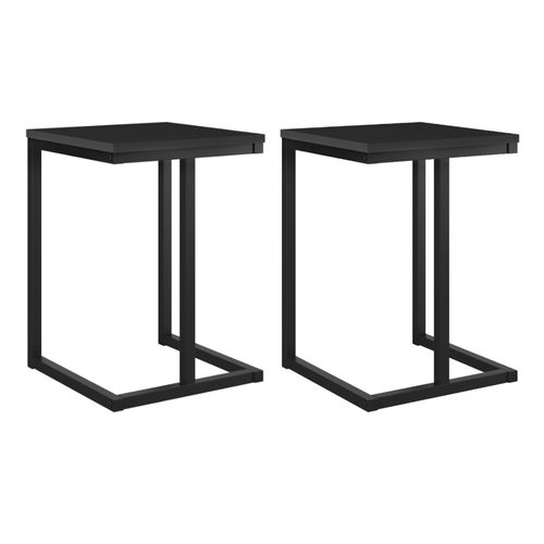 Conjunto 2 Banquetas Cozinha Tubo Preto Madeirado Preto