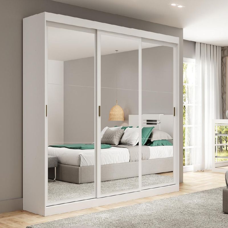 Guarda Roupa Infantil 3 Portas 4 Gav Espelho Branco Carraro 1144-1769011618183