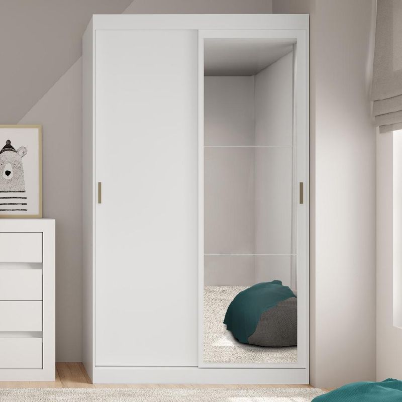 Guarda Roupa Infantil 2 Portas 2 Gav Espelho Branco Carraro Nivus-1769014044814