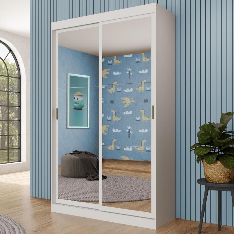 Guarda Roupa Infantil 2 Portas 2 Gav Espelho Branco Carraro Nero-1769014688898