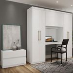 Guarda Roupa Solteiro 6 Portas 2 Gavetas Porto Branco com Escrivaninha Carraro-1769179215015