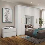 Guarda Roupa Solteiro 6 Portas 2 Gavetas Porto Branco com Cabeceira Carraro-1769179372267