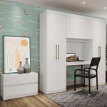 Guarda Roupa Infantil 6 Portas 2 Gavetas Porto Branco com Escrivaninha Carraro-1769179726473