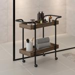 Carrinho Banheiro Madeirado Tubos Pretos Carraro-1769184923849