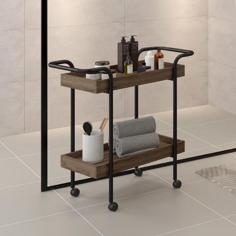 Carrinho Banheiro Madeirado Tubos Pretos Carraro-1769184923849
