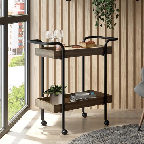 Carrinho Varanda Gourmet Bar Madeirado Tubos Pretos Carraro