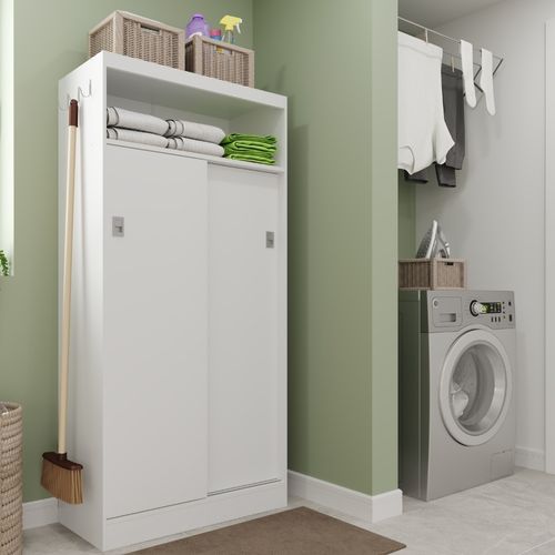 Armário Utilitário Lavanderia 2 Portas Branco Carraro