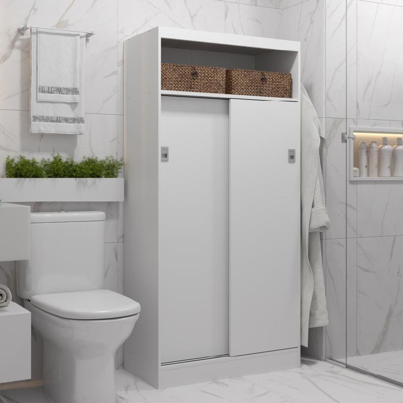 Armário Utilitário Banheiro 2 Portas Branco Carraro-1769190465993