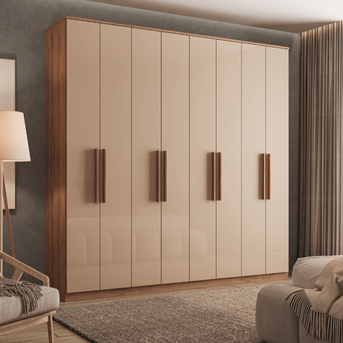 Guarda Roupa Casal com 8 portas e 4 gavetas Austin Carraro Freijó com Off White